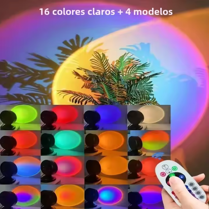 Luz De Puesta De Sol Con Auriculares Y Control Remoto 16 Colores Versión Personalizada Luz Nocturna De Sonda Incluida - 1