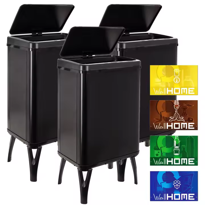 Wellhome - Cubos de Basura Inteligente de 40L - Negro - 1