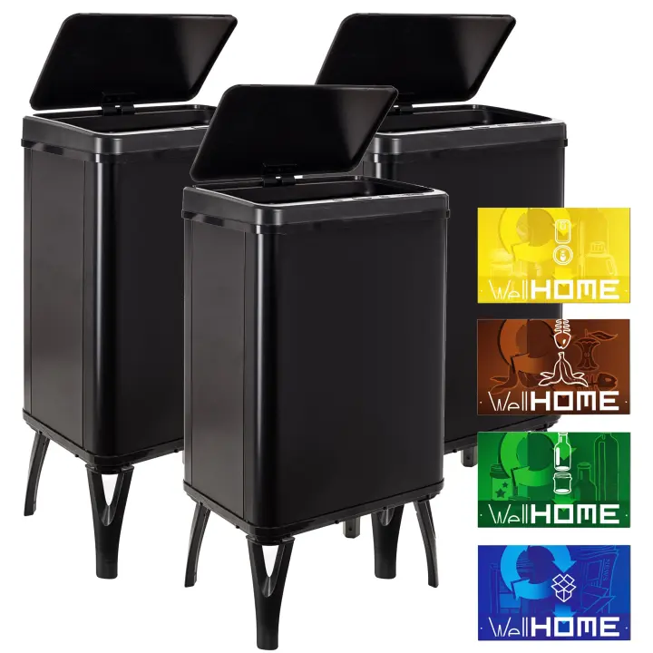 Wellhome - Cubos de Basura Inteligente de 40L - Negro - 1