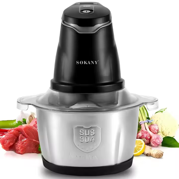 Picadora de Alimentos, Picadora Eléctrica 2L Picadora de Carne Picadora de Verduras Picadora de Ajos para Cocina Doméstica, Picadora de Acero Inoxidable para Cocina, Verduras, Cebolla, Ajo, Ensalada - 1