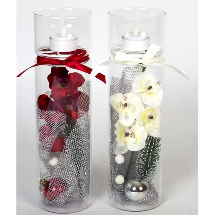 Iluminación Festiva Florero Orquídea Luz Led Navidad 30 Cm - Gerimport - 1
