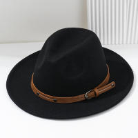 Nueva Moda Sombrero Fedora De Lana Para Hombre Otoño Invierno Amplio Algodón Imitación Paja Mujer Iglesia British Hat - details 6