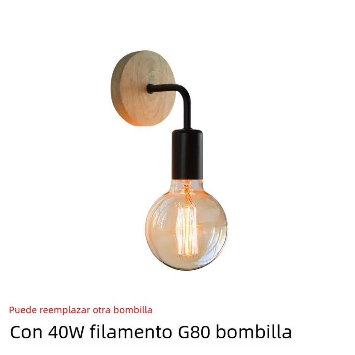 Lámpara de Pared de Madera Retro Luz de Toque de Encendido/Apagado Montada en la Pared - 1