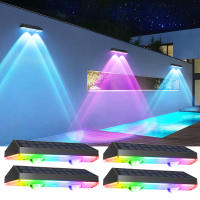2PCS Luces Solares Para Valla LED RGB Y Blanco Cálido IP65 Impermeables Luces De Escalera Exterior Lámpara Decorativa T-SUNRISE - details 0