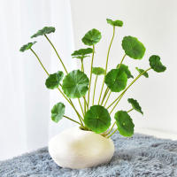 Plantas Artificiales De Loto Y Eucalipto 37cm Con 18 Cabezas Hojas De Cobre Para Decoración De Oficina Y Hogar Plástico Realista - details 1