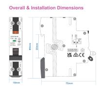 Interruptor diferencial superinmunizado Clase A SI, con protección sobrecorriente y fugas. RCBO espacio reducido. (32A, 2P, 30mA) - details 2
