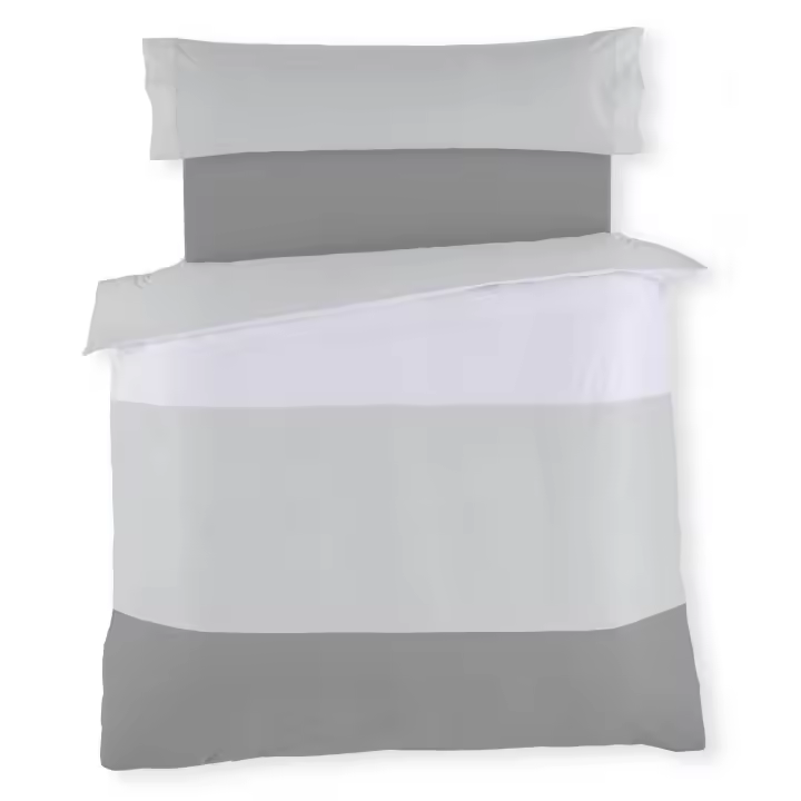 Dúo de funda nórdica tricolor - Blanco-Perla-Plomo - Cama de 90 cm. - Fijalo - 1