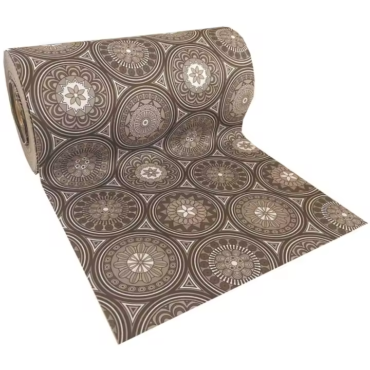 Alfombra moqueta antideslizante por metros para cocina y pasillo - Mandalas Marrón 7080009-2 - 1