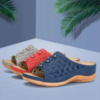 SP Sandalias de mujer de gran tamaño, sandalias de Playa de Fondo Grueso con Tacón de cuña para Exterior informales Retro Para Mujer. - details 2