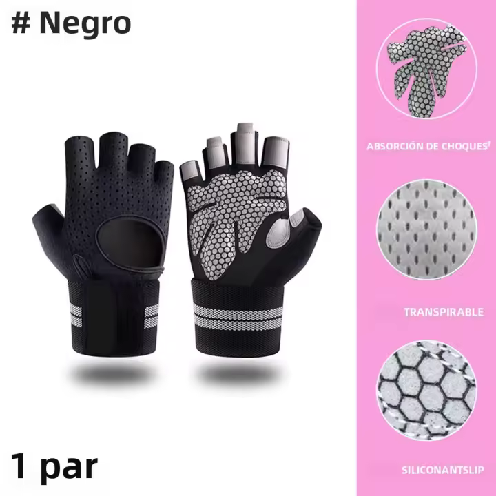 Guantes De Ejercicio Con Envolvente De Muñeca 1Paar Antideslizante Y Almohadillado Para Levantamiento De Pesas Y Crossfit Talla S M L XL Colores Variados - 1