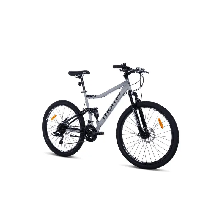 Moma Bikes - VTT 26" - Tout Suspendue - SHIMANO 21 Vitesses - Freins a disques - Gris - 1