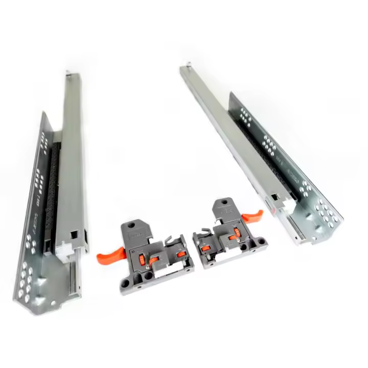 AZERODESIGN - GUIA quadro con freno para cajones de madera con clips de EXTRACCIÓN TOTAL, resistencia certificada de hasta 50 kg de peso, para tableros de 16 mm o de 19 mm - 1
