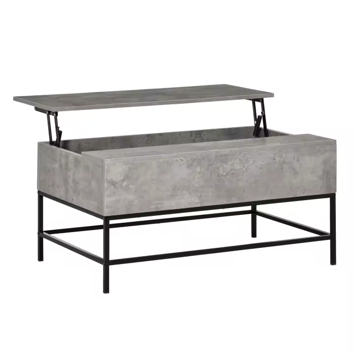 HOMCOM Mesa de Centro Elevable Mesa de Café Versátil con Almacenaje Oculto Patas de Metal para Salón Comedor 90x60,5x45,5 cm Teca - 1