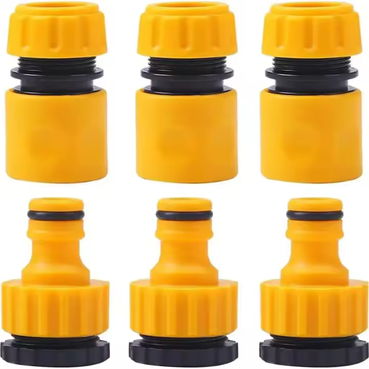 Conector Rápido De Jardín 6 Piezas 1/2” Fin De Doble Hembra Adaptador Extensor De Conector De Tubo Para Riega De Jardín - 1