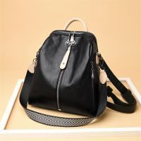 Mochila De Cuero Suave Para Mujer Gran Capacidad Bolso De Hombro Viaje Mochila Deportiva Estilo Fashion Con Manija Suave Y Cremallera - details 6