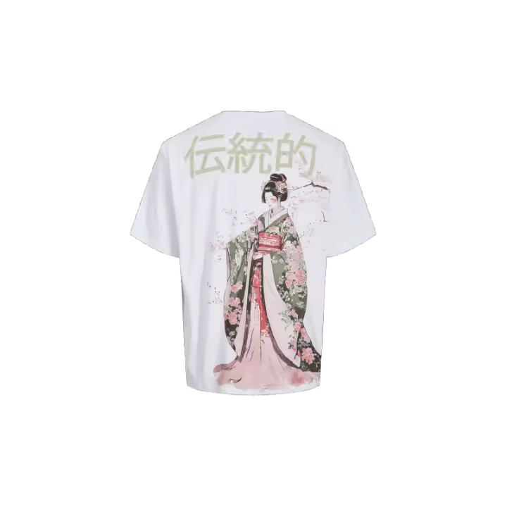 Jack&Jones – Hombre – Blanco – Camiseta Manga Corta, Print Posterior, Algodón, Corte Loose - 1