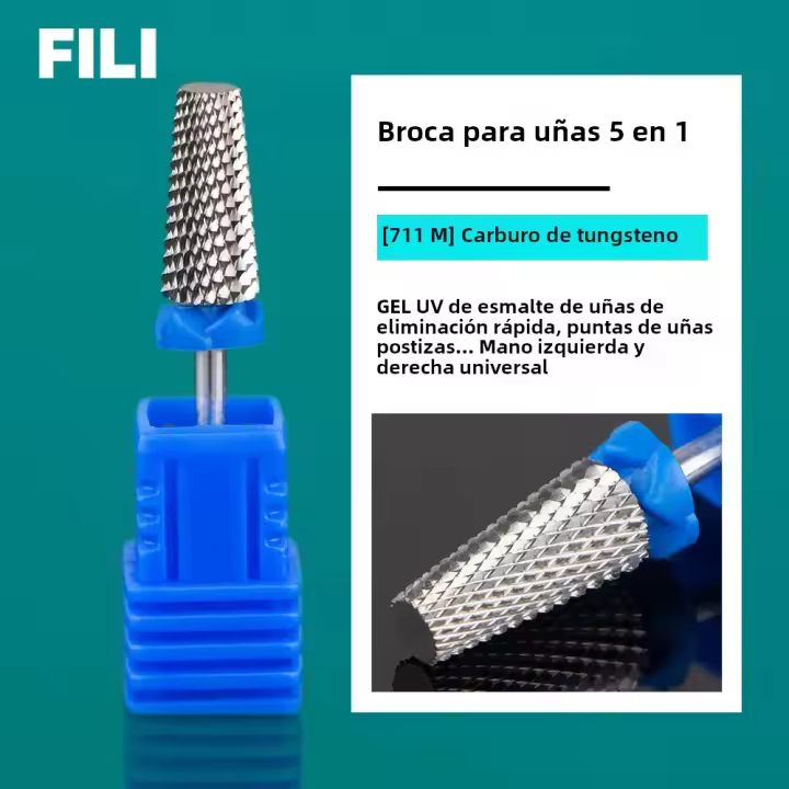 Broca Profesional Para Uñas 5 En 1 Cutter De Carburo De Tungsteno Accesorio Para Eliminar Esmalte De Uñas Y Gel UV Herramienta De Manicura - 1