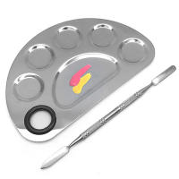 Paleta De Maquillaje Y Arte De Uñas De Acero Inoxidable Con Palillo Y Espátula Herramientas De Belleza Para Fundamentos Y Sombras De Ojos - details 2