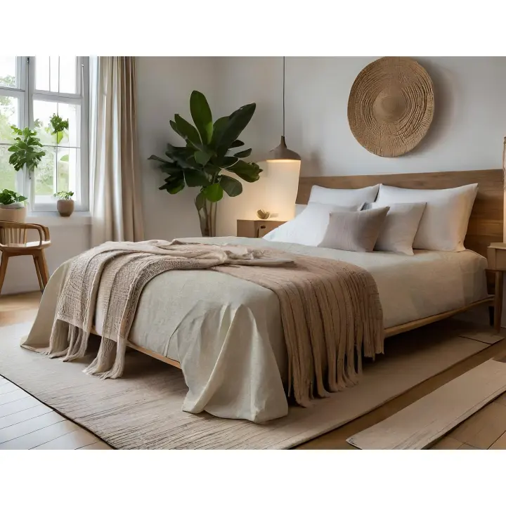 SANSY - COLCHA JACQUARD RUNA NATURAL PARA CAMA DE 150 FABRICADO EN ESPAÑA - 1