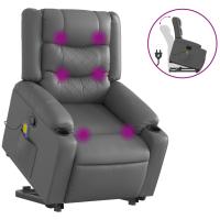 vidaXL Sillón reclinable de masaje de pie cuero artificial Negro, Crema, Marrón Sillon Dormitorio Sillon Comodos Silla Relax Sillón Sofá - details 0