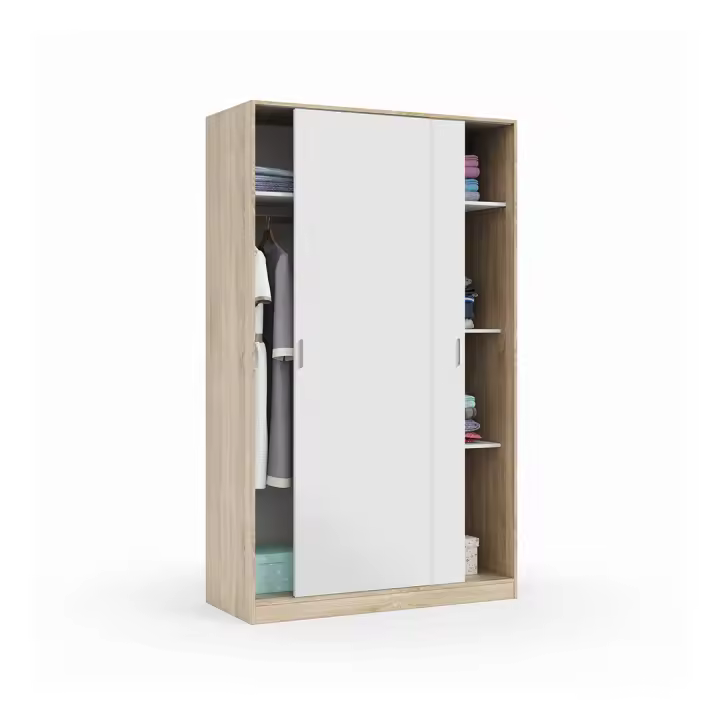 ARMARIO 2 PUERTAS CORREDERAS 120X210X50 CM ROBLE CANADIAN/BLANCO - 1