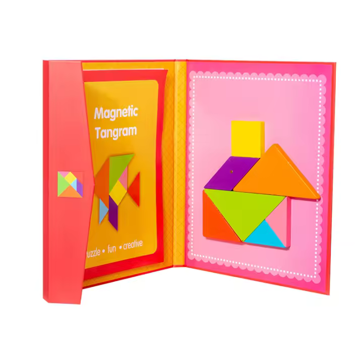 Rompecabezas Magnético 3D De Formas Geométricas Tablero Tangram Juguete Educativo De Madera Para Niños Juego Montessori - 1