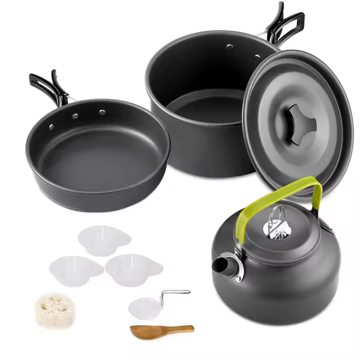 Juego De Cocina Para Camping LST Nonstick Aluminio Portátil Para Exteriores Con Olla Kettle Y Platos Para BBQ Pícnic Y Senderismo - 1