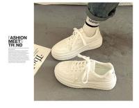 Nuevas Zapatillas De Deporte Para Mujer 2024 Cuero PU Blanco Transpirables Zapatos De Plataforma Planos Para Caminar Y Correr - details 6