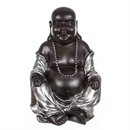 DAMDAM GO - Figura Buda Poliresina Sentado Decorativa 17x16x24cm - Armonía en el Hogar - 1