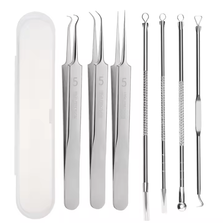 Limpieza De Poros Y Acné Herramienta De Cuidado De La Piel Con Agujas De Acero Inoxidable Para Eliminar Quistes Y Partículas Negras Tweezers De Celular Para Rostro - 1