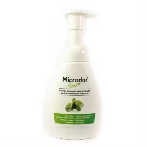 Microdor Foam Champú En Espuma Seca Eliminador De Olor Corporal Para Mascotas 250 Ml - 1
