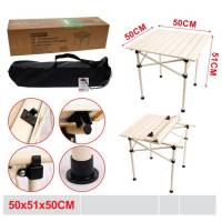 Mesa Plegable Portatil Engrosado, Para Camping, Picnic, Playa, Jardin, Terraza De Metal Esmaltado Con Efecto Madera, 51x50x50cm - details 6