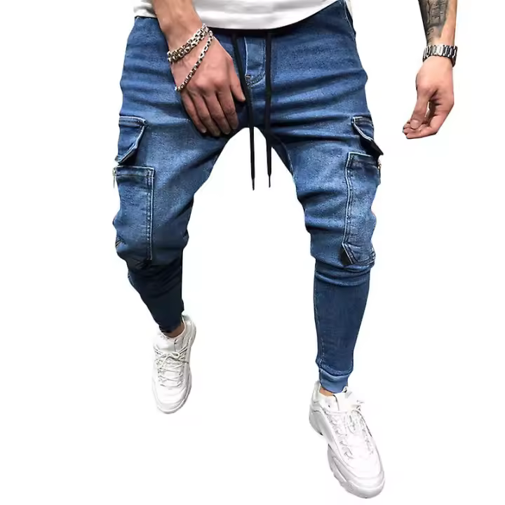 Men Jeans Denim Pants Slim Fit Skinny Stretch Trousers - 1