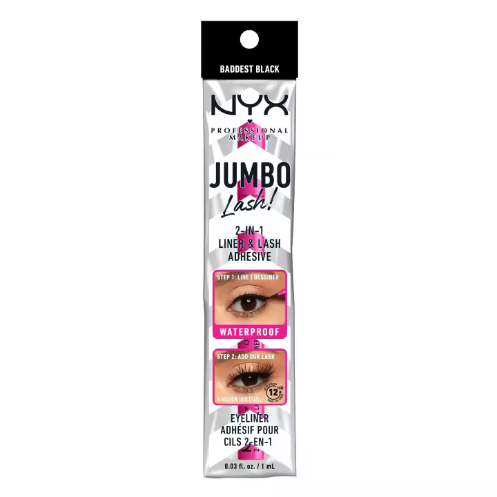 NYX Professional Makeup | Liner Jumbo Lashes, Eyeliner para adherir tus Pestañas Postizas, Resultado profesional, Negro - 1
