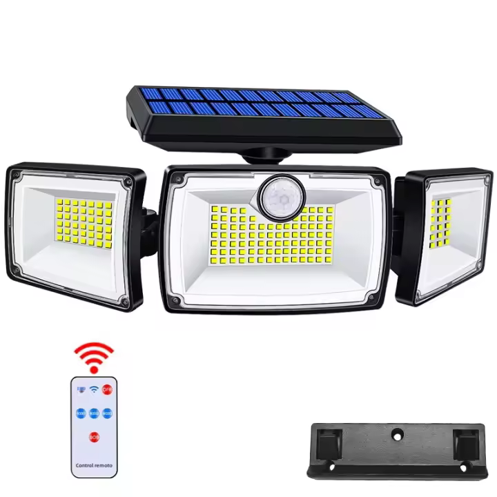 Luz Solar Exterior Ajustable Con 3 Cabezas Y 3 Modos Sensor De Movimiento Inalámbrico Impermeable 167 LEDs Luz De Punto Y Ancho - 1