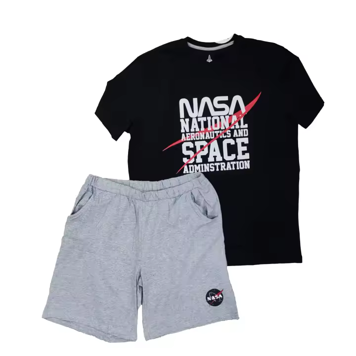 NEW IMPORT Pijama Hombre Manga Corta 100% Algodón, Camiseta y Pantalón Corto de Pijama, Muy Suave y Cómodo, Pijama Verano Hombre, Envio desde España, Color Negro - 1