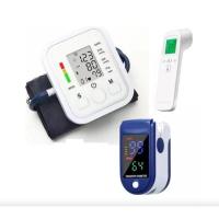 Kit para el hogar 3 en 1: tensiómetro digital, termómetro infrarrojo sin contacto y pulsómetro portátil. Controle la frecuencia cardíaca, la presión arterial y la temperatura corporal. Fundamental para la felicidad familiar. - details 1