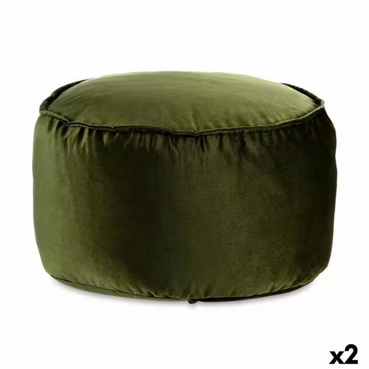 Puff Terciopelo Verde 60 x 39 x 60 cm (2 Unidades) - 1