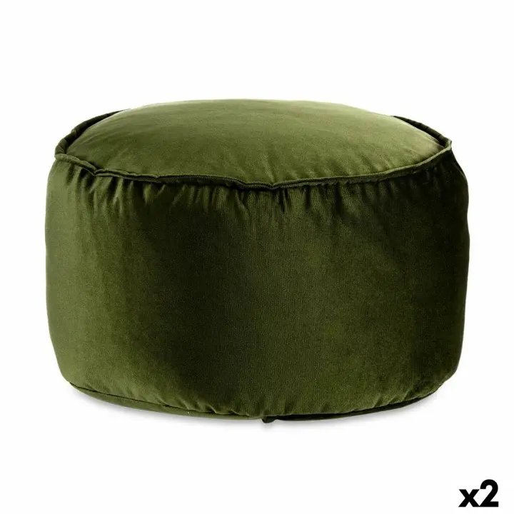 Puff Terciopelo Verde 60 x 39 x 60 cm (2 Unidades) - 1