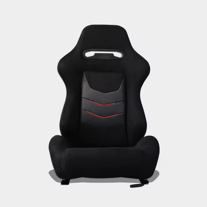 MODAUTO Asiento Deportivo Coche, Semibaquet Deportivo Ajustable, de TELA, ALCANTARA Y CUERO con Ríeles Incluidos, Conductor y Pasajero, Universal para Coche y Simulador de Conducción - 1