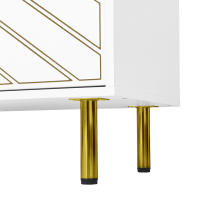 Soporte de TV Moderno Blanco | Asas Doradas + Pies de Metal Premium | 4 Puertas con Almacenamiento Amplio | Diseño Elegant para Estilos Nórdicos, Clásicos y Modernos | Ideal para Salón y Espacios Premium - details 5
