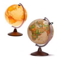 Globo Terráqueo Nova Rico "MARCO POLO" en tonos sepia estilo antiguo 26 cm de diámetro con lupa - Luz led interior 18W - con cartografía física y política, la física es visible cuando está apagada al encenderse aparece la política - base de pástico - details 0