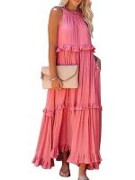 Vestido De Verano Para Mujer Con Camisola Y Falda Larga Estilo Europeo Y Americano Sin Mangas Cuello Redondo Polyester Spandex - details 20