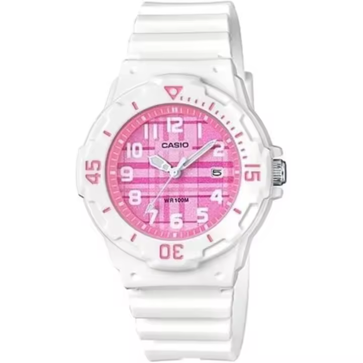 Reloj Casio LRW-200H-4C juvenil correa blanca de caucho esfera rosa LRW200H4C - 1