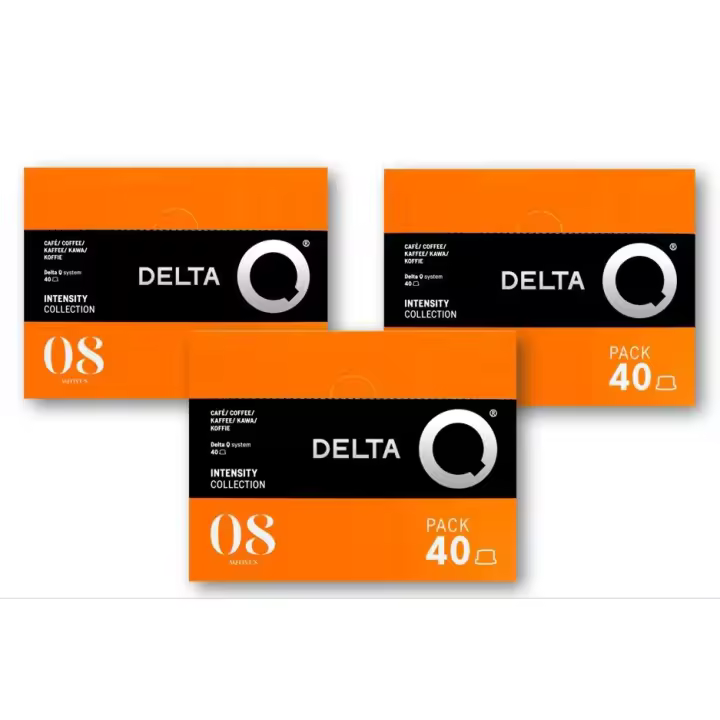 Delta Q Pack AQtivus - Pack de 3 cajas - 120 cápsulas - de Café Molido AQtivus - Espresso Intenso con Notas de Nueces Tostadas y un Toque Afrutado - Intensidad 8 - Molido Natural - 1