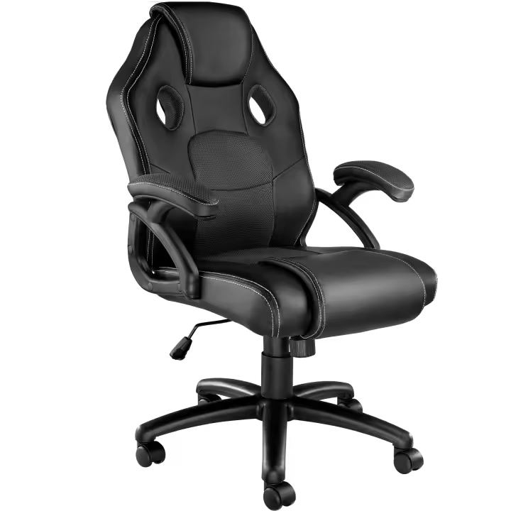 Tectake - Silla de oficina Racing Mike | Acolchado extragrueso para un confort óptimo | Capas textiles transpirables | Ajustable en altura - 1