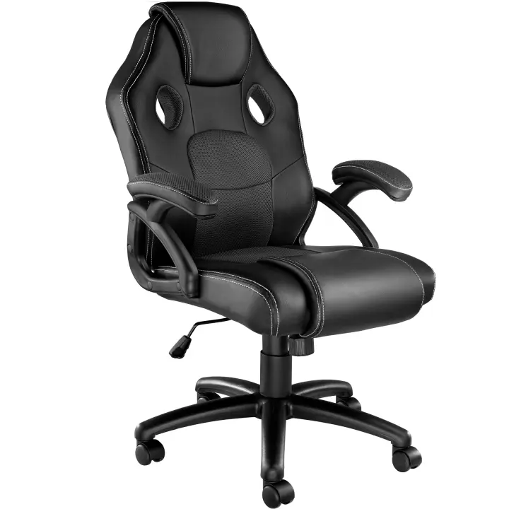 Tectake - Silla de oficina Racing Mike | Acolchado extragrueso para un confort óptimo | Capas textiles transpirables | Ajustable en altura - 1