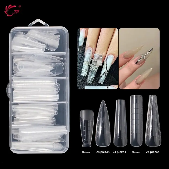 Set De 120 Piezas De Uñas Postizas Con Molde Doble Transparente Para Gel De Secado Rápido TP Molde Superior Para Extensión De Uñas - 1