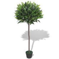 vidaXL Árbol de Laurel Artificial con Macetero Verde Maceta de Plástico Dimensiones 125 cm, 120 cm - details 0