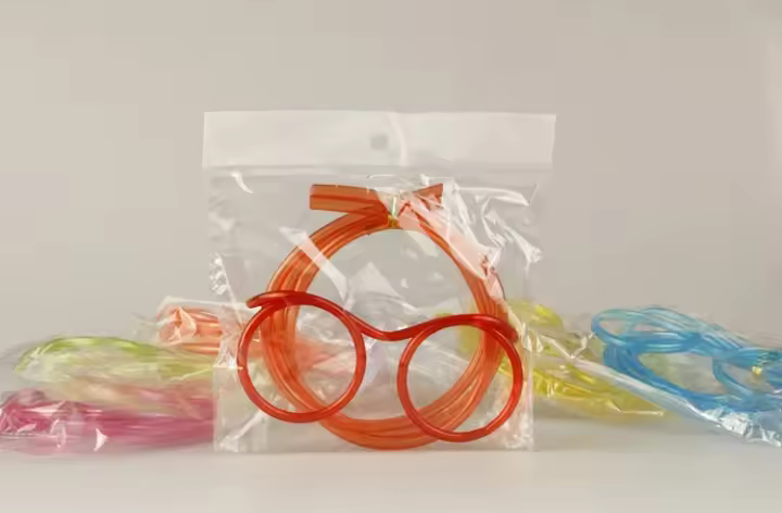 Gafas De Plástico Suave Divertidas Con Tubo De Pajita Reutilizable Accesorios Para Barra Creativos Juguete Para Niños Regalo Fiesta Supplies - 1